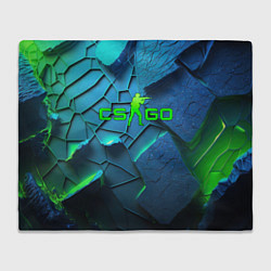 Плед флисовый CS GO blue green style, цвет: 3D-велсофт