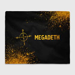 Плед флисовый Megadeth - gold gradient: надпись и символ, цвет: 3D-велсофт
