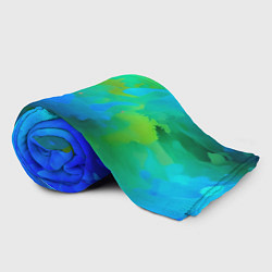 Плед флисовый Градиент сине-зелёных оттенков - нейросеть, цвет: 3D-велсофт — фото 2
