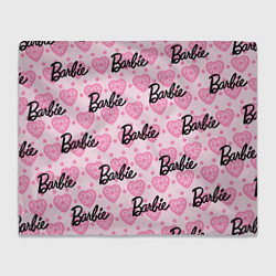 Плед флисовый Логотип Барби и розовое кружево, цвет: 3D-велсофт