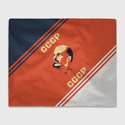 Плед флисовый Ленин на красном фоне, цвет: 3D-велсофт