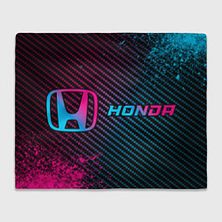 Плед флисовый Honda - neon gradient: надпись и символ, цвет: 3D-велсофт