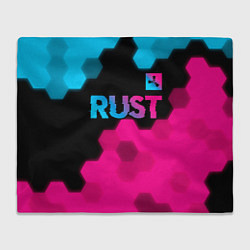 Плед флисовый Rust - neon gradient: символ сверху, цвет: 3D-велсофт