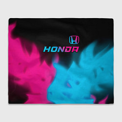 Плед флисовый Honda - neon gradient: символ сверху, цвет: 3D-велсофт