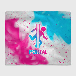 Плед флисовый Portal neon gradient style, цвет: 3D-велсофт