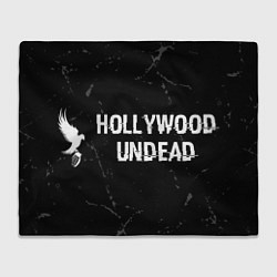 Плед флисовый Hollywood Undead glitch на темном фоне: надпись и, цвет: 3D-велсофт