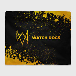 Плед флисовый Watch Dogs - gold gradient: надпись и символ, цвет: 3D-велсофт