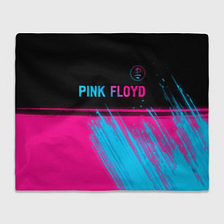 Плед флисовый Pink Floyd - neon gradient: символ сверху, цвет: 3D-велсофт