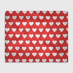 Плед флисовый Сердечки на красном фоне, цвет: 3D-велсофт