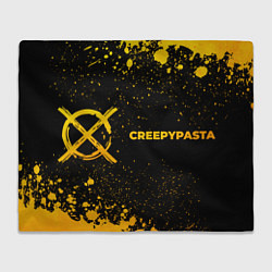 Плед флисовый CreepyPasta - gold gradient: надпись и символ, цвет: 3D-велсофт