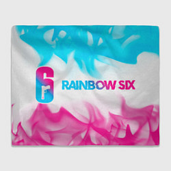 Плед флисовый Rainbow Six neon gradient style: надпись и символ, цвет: 3D-велсофт