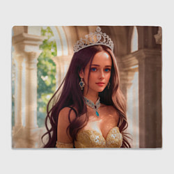 Плед флисовый Девушка принцесса в алмазных украшениях, цвет: 3D-велсофт