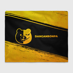 Плед флисовый Danganronpa - gold gradient: надпись и символ, цвет: 3D-велсофт