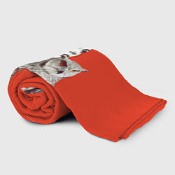 Плед флисовый Леди в красном с совой, цвет: 3D-велсофт — фото 2