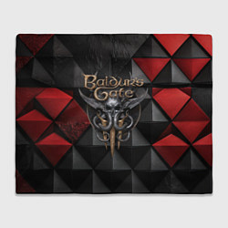 Плед флисовый Baldurs Gate 3 logo red black, цвет: 3D-велсофт