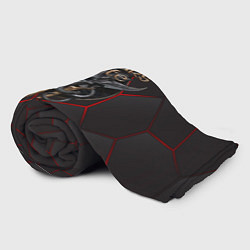 Плед флисовый Baldurs Gate 3 logo red black geometry, цвет: 3D-велсофт — фото 2