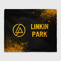 Плед флисовый Linkin Park - gold gradient: надпись и символ, цвет: 3D-велсофт