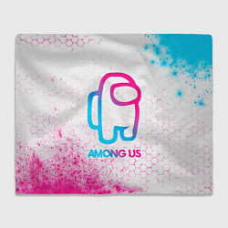 Плед флисовый Among Us neon gradient style, цвет: 3D-велсофт