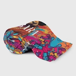 Плед флисовый Капибара в очках на красочных волнах, цвет: 3D-велсофт — фото 2