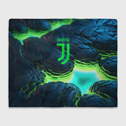 Плед флисовый Ювентус лого на зеленых плитах, цвет: 3D-велсофт