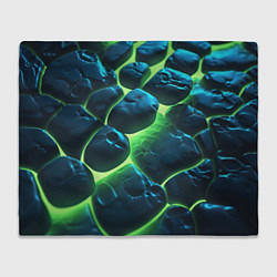 Плед флисовый Разлом зеленых плит с неоном, цвет: 3D-велсофт