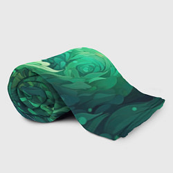 Плед флисовый Зеленые абстрактные волны, цвет: 3D-велсофт — фото 2