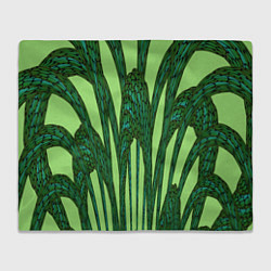 Плед флисовый Зеленый растительный мотив, цвет: 3D-велсофт