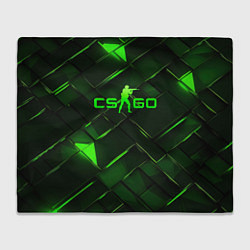 Плед флисовый CSGO green abstract elements, цвет: 3D-велсофт