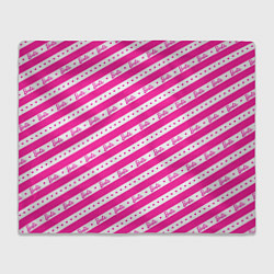 Плед флисовый Барби и розовые полосы, цвет: 3D-велсофт