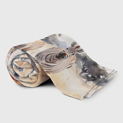 Плед флисовый Зебры акварель, цвет: 3D-велсофт — фото 2