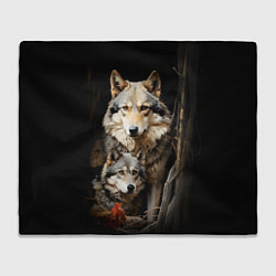 Плед флисовый Волчица с волчонком, цвет: 3D-велсофт