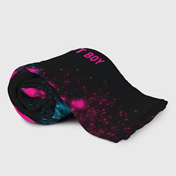 Плед флисовый Fall Out Boy - neon gradient: символ сверху, цвет: 3D-велсофт — фото 2