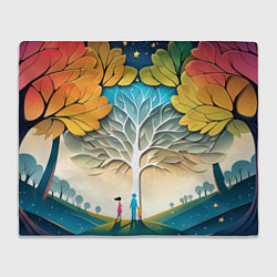 Плед флисовый Семейное дерево - нейросеть, цвет: 3D-велсофт