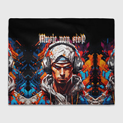 Плед флисовый Граффити парень в наушниках music non stop, цвет: 3D-велсофт