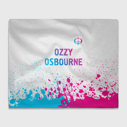 Плед флисовый Ozzy Osbourne neon gradient style: символ сверху, цвет: 3D-велсофт