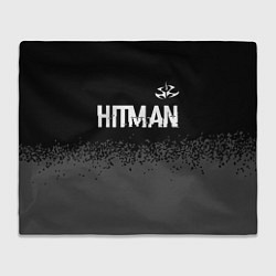 Плед флисовый Hitman glitch на темном фоне: символ сверху, цвет: 3D-велсофт