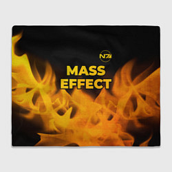 Плед флисовый Mass Effect - gold gradient: символ сверху, цвет: 3D-велсофт