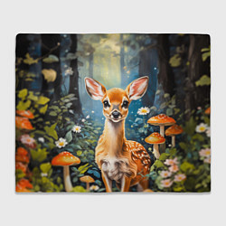 Плед флисовый Олененок в волшебном лесу, цвет: 3D-велсофт