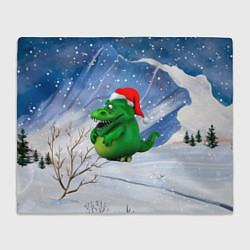Плед флисовый Толстый дракон на снежном фоне, цвет: 3D-велсофт