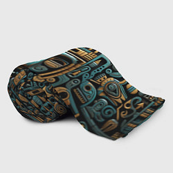 Плед флисовый Орнамент с маской в египетском стиле, цвет: 3D-велсофт — фото 2