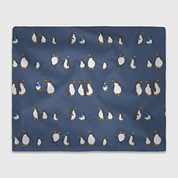 Плед флисовый Забавное семейство пингвинов, цвет: 3D-велсофт