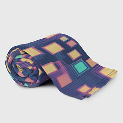 Плед флисовый Разноцветные ретро квадраты, цвет: 3D-велсофт — фото 2