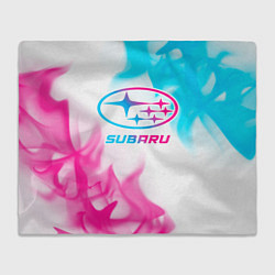 Плед флисовый Subaru neon gradient style, цвет: 3D-велсофт