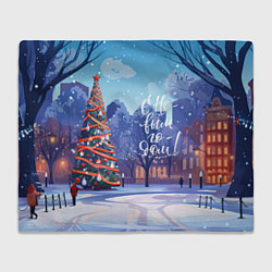 Плед флисовый С новым годом зимний пейзаж, цвет: 3D-велсофт