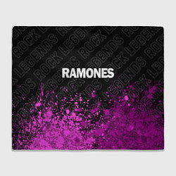 Плед флисовый Ramones rock legends посередине, цвет: 3D-велсофт