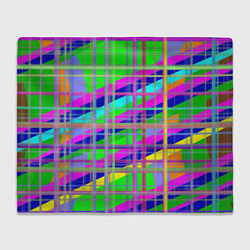 Плед флисовый Неоновые перпендикулярные полосы, цвет: 3D-велсофт