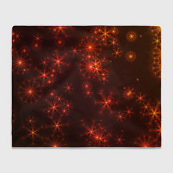 Плед флисовый Абстрактные светящиеся красно оранжевые снежинки, цвет: 3D-велсофт