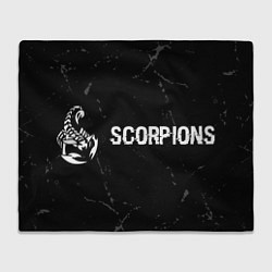 Плед флисовый Scorpions glitch на темном фоне по-горизонтали, цвет: 3D-велсофт