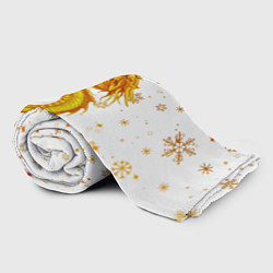 Плед флисовый Золотой дракон в снежинках, цвет: 3D-велсофт — фото 2