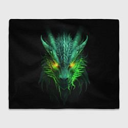 Плед флисовый Светящийся зеленый дракон 2024, цвет: 3D-велсофт